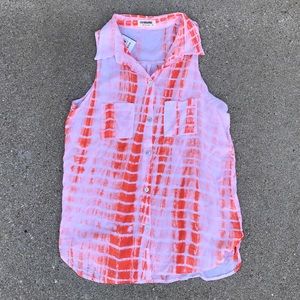 4our Dreamers Orange and White Tie Dyed Tank